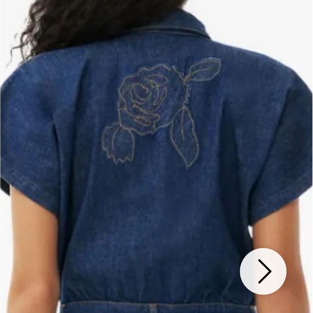 - NWT- GANNI - DENIM MIDI ROSE DRESS Size 2 - Picture 6 of 16
